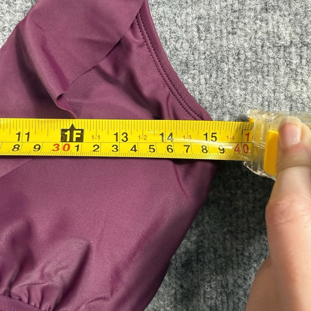 Plum Purple Ruffle One Piece Swimsuit Ruched Tummy‎ Control V-Neck Bathing Suit